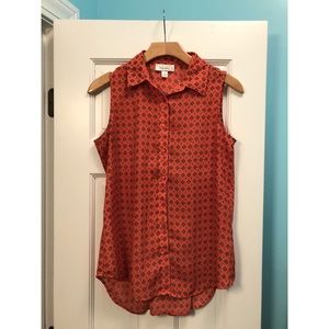 Dressbarn Floral Sleeveless Blouse - Salmon / Pink / Orange